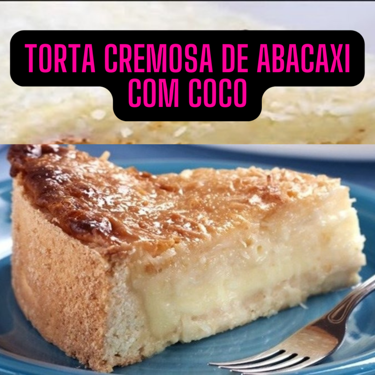 Torta cremosa de abacaxi com coco