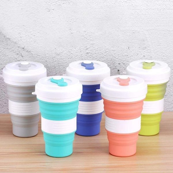 Copo Ecológico Retrátil Silicone Grande Dobrável 550ml