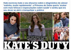 câncer de Kate Middleton gera onda de solidariedade no Reino Unido